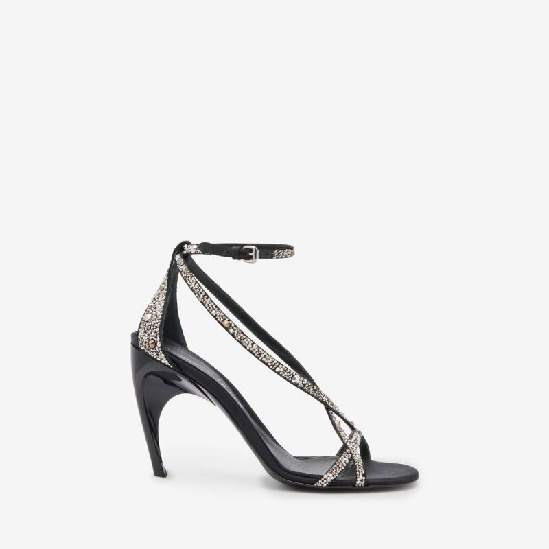 Alexander McQueen Women's Black Twisted Armadillo Sandal - 9.5 (Silk)